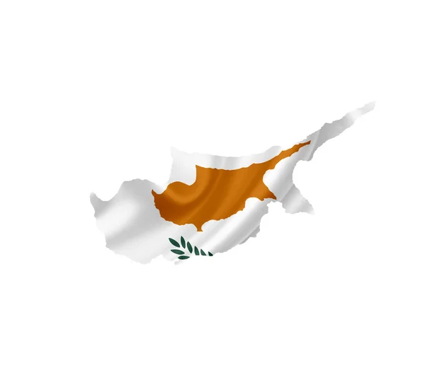 Kaart van cyprus met zwaaien vlag geïsoleerd op wit — Stockfoto