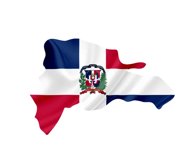 Mapa de República Dominicana ondeando bandera aislada en blanco —  Fotos de Stock