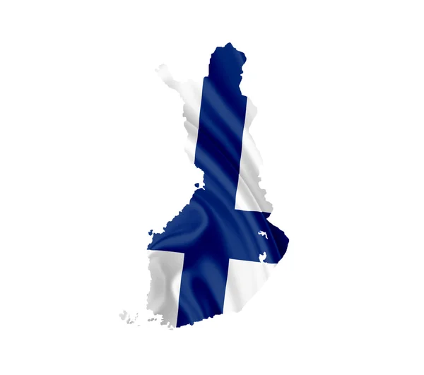 Mapa Finska s mává vlajkou izolovaných na bílém — Stock fotografie