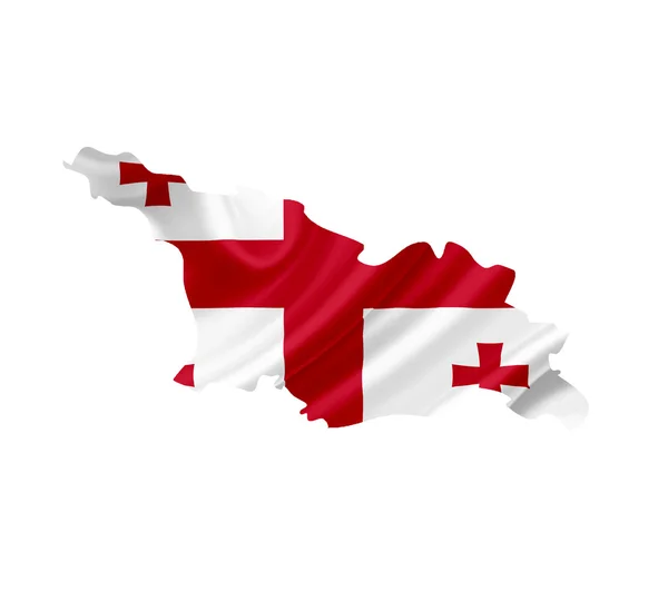 Carte de Géorgie avec drapeau ondulé isolé sur blanc — Photo