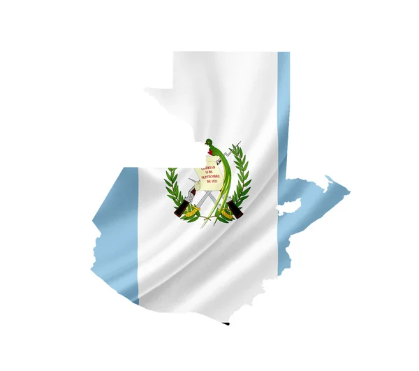 Mapa de Guatemala con bandera ondeante aislado en blanco — Foto de Stock