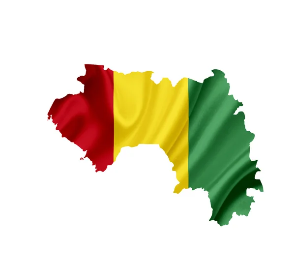 Mapa Guiney s mává vlajkou izolovaných na bílém — Stock fotografie