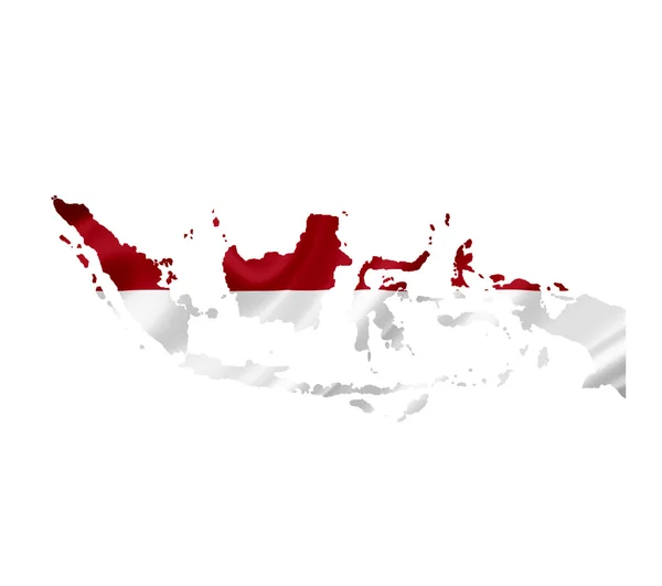 stock image Map of Indonesia with waving flag isolated on white