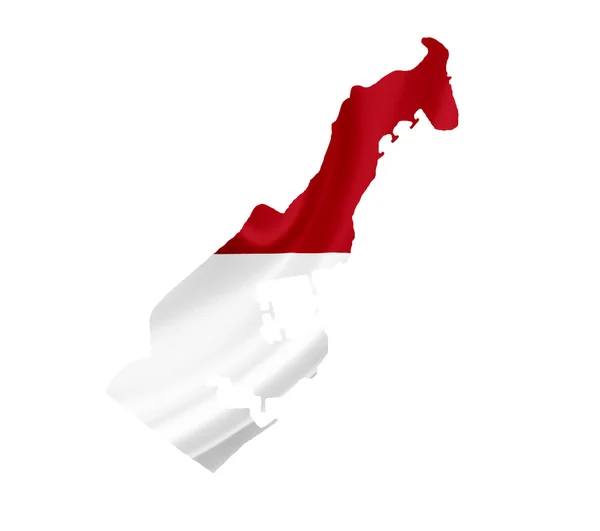 摩纳哥的挥舞着旗子上白色隔离与地图 — 图库照片