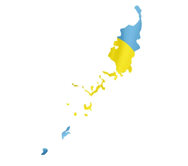 Karte von Palau mit wehender Fahne isoliert auf weiß — Stockfoto