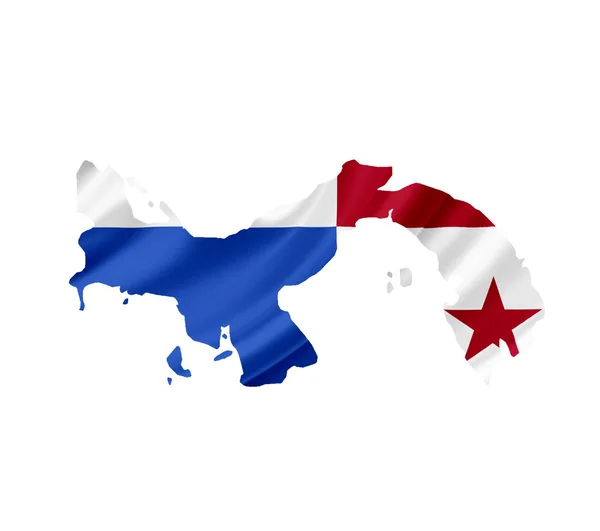 Mapa de Panamá con bandera ondeante aislado en blanco —  Fotos de Stock