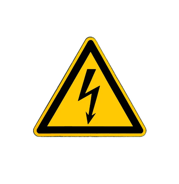 Elektrische gevaren hoogspanning teken geïsoleerd op wit — Stockfoto