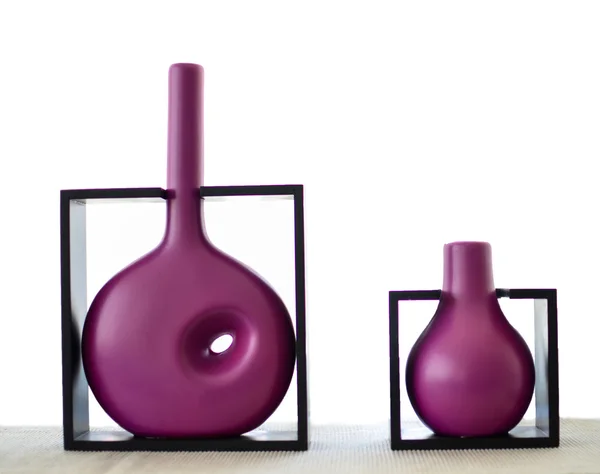 stock image Pair of modern purple vases