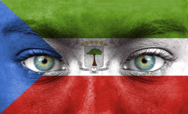 Human face painted with flag of Equatorial Guinea clipart