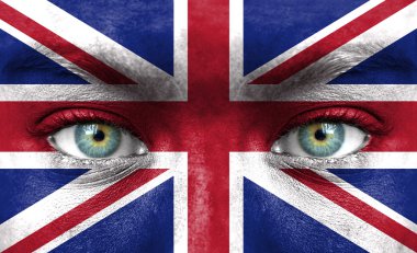 Human face painted with flag of United Kingdom clipart