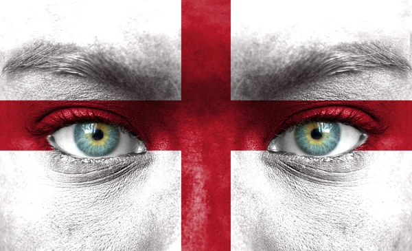 Ανθρώπινο πρόσωπο ζωγραφισμένα με σημαία της Αγγλίας — Φωτογραφία Αρχείου