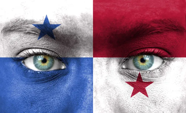 Human face painted with flag of Panama — Stock Photo, Image
