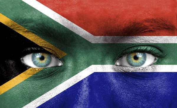 绘与南非国旗的人脸 — 图库照片