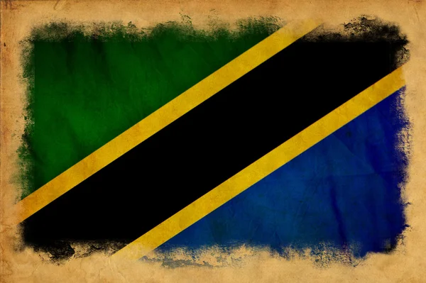 坦桑尼亚 grunge 旗 — 图库照片
