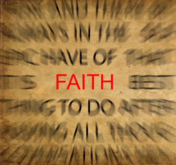 Blured text on vintage paper with focus on FAITH — Stock Photo, Image