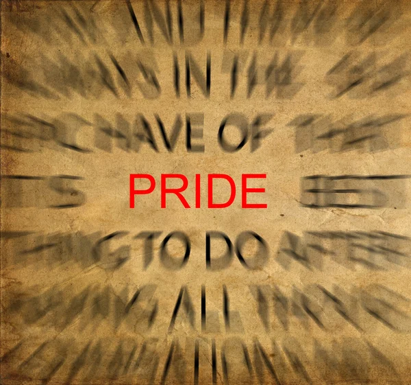 Blured text på vintage papper med fokus på pride — Stockfoto
