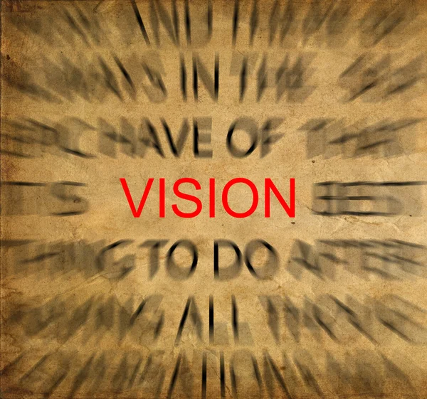 Blauer Text auf Vintage-Papier mit Fokus auf Vision — Stockfoto