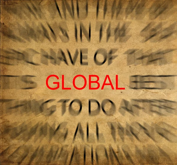 Text blured na vinobraní papír s důrazem na globální — Stock fotografie