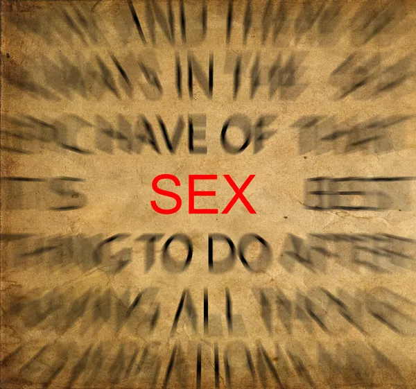 Blured szöveg vintage papíron, a hangsúly a Sex — Stock Fotó