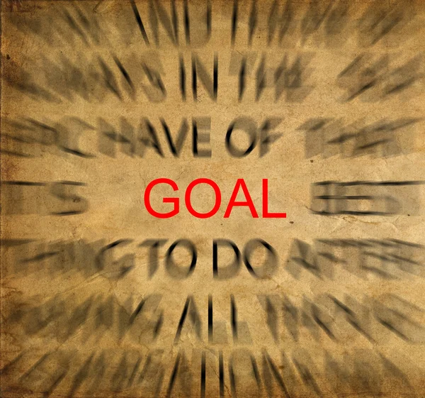 Blured text on vintage paper with focus on GOAL — Stock Photo, Image