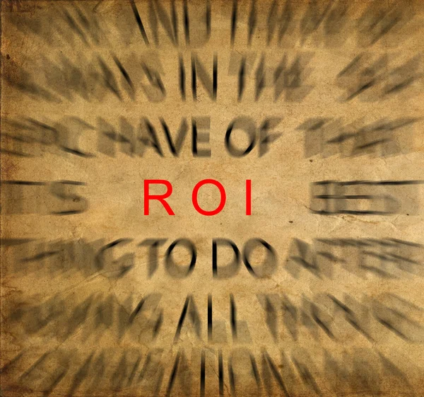 Gebläuter Text auf Vintage-Papier mit Fokus auf roi (Rückkehr von Inves) — Stockfoto