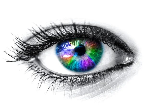 Mujer colorido ojo macro disparo Fotos de stock