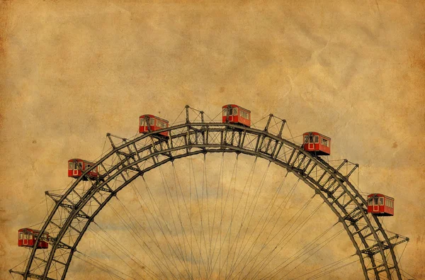 Vintage image of famous Ferris Wheel in Prater park - Vienna Aus — Stock Photo, Image