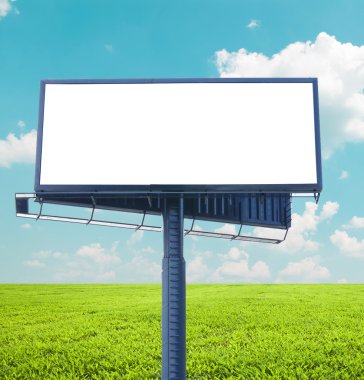 Empty billboard in the beautiful landscape clipart