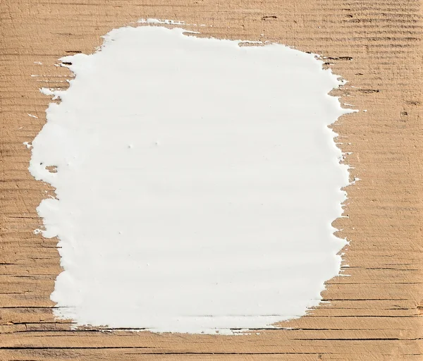 Pintura branca do curso no fundo de madeira velho — Fotografia de Stock