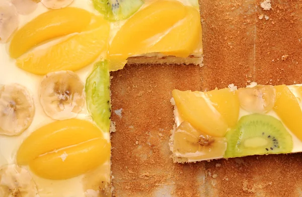 Close-up slice of apricot cake — Stock Photo, Image