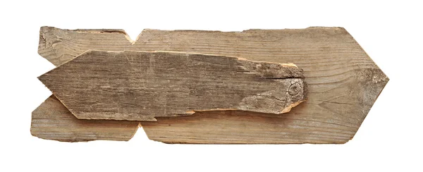 Primer plano de un letrero de madera vacío sobre fondo blanco —  Fotos de Stock