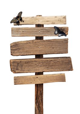 Old weathered wood sign isolated clipart