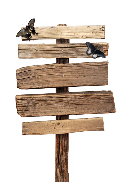 Vecchio segno legno intemperie isolato — Foto Stock