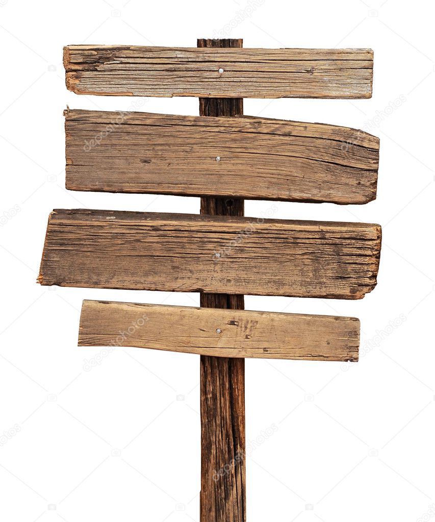 Wood sign isolated on white