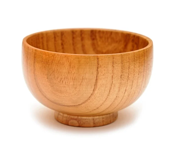 Wooden bowl on white background with shade — Stock Photo, Image