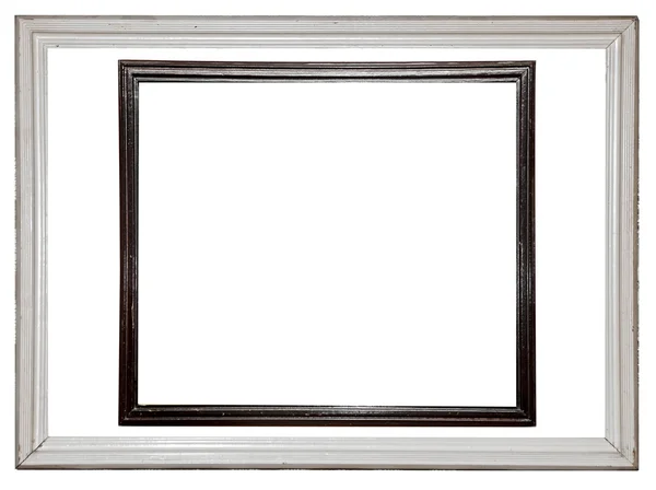 Noodlijdende witte en zwarte geschilderde foto frame geïsoleerd op whi — Stockfoto
