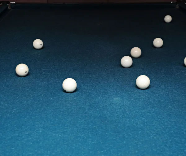 stock image Billiard balls on table on blue table