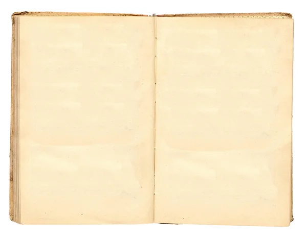 Un vieux livre avec des pages jaunes vierges tachées — Photo