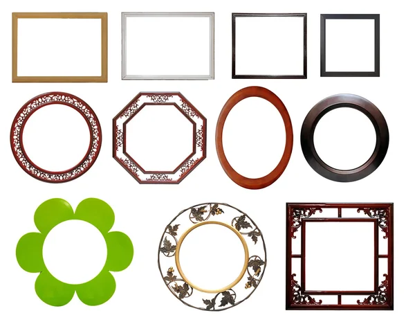 Set of wooden picture frame, isolated with clipping path — Stock Photo, Image