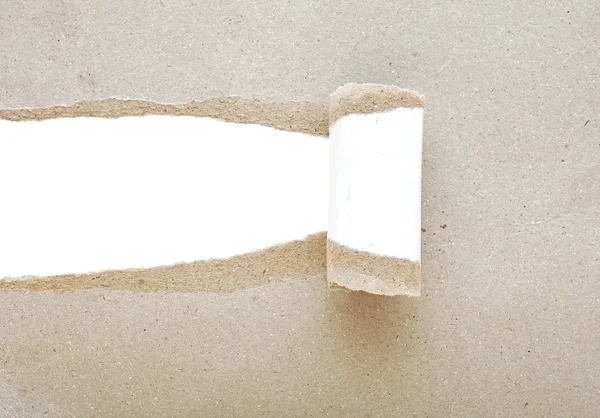 Szary papier rozdarty na białym tle — Zdjęcie stockowe