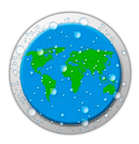 Капли воды на кнопку — стоковое фото