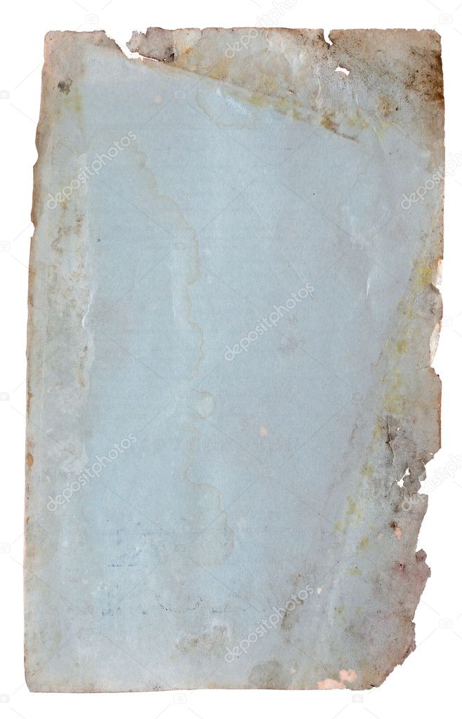 Blue old paper sheet on a white background