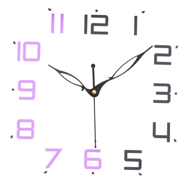 Настінний годинник ізольовано на білому тлі, що показує час — стокове фото