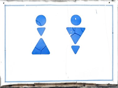 Çimento duvar antik tuvalet işareti