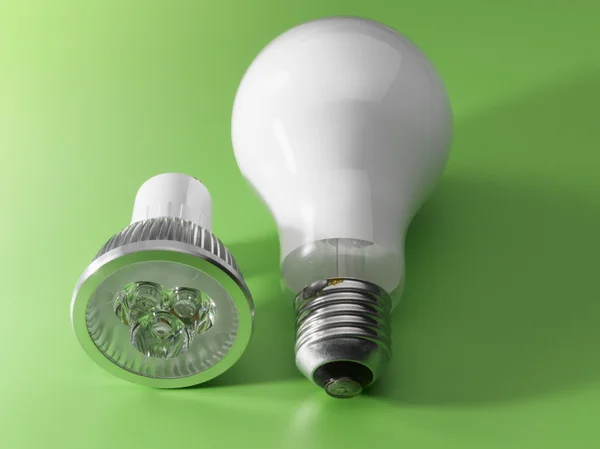 stock image LED and a Light Bulb