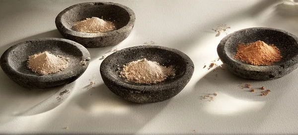 Stone bowls with pigment — Stock Photo, Image