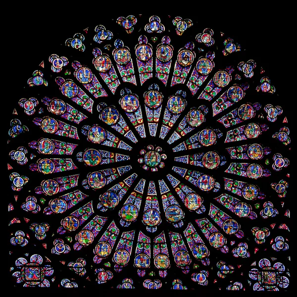 Rosa ventana de Notre Dame Imágenes de stock libres de derechos