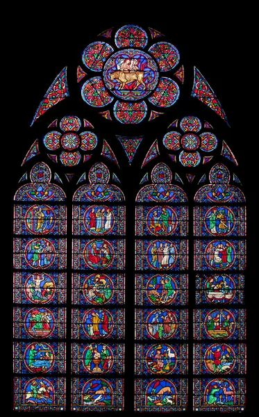 Notre Dame of Paris Stained Glass Window — Stock Photo, Image