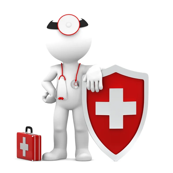 Doctor with shield. Medical protection concept — Stock Photo, Image
