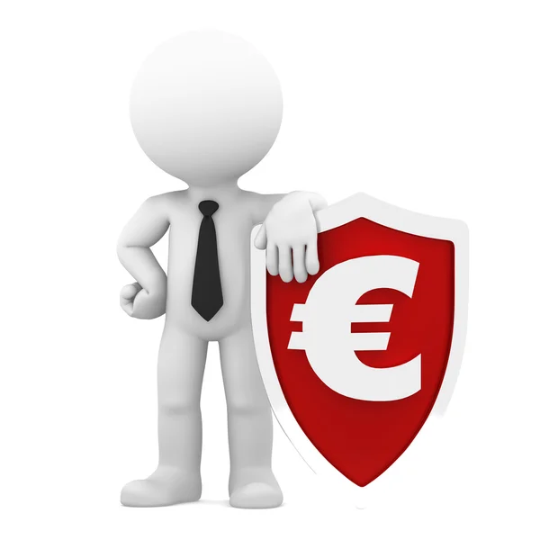 Businessman holding shield with a euro currency symbol. — Stock Photo, Image